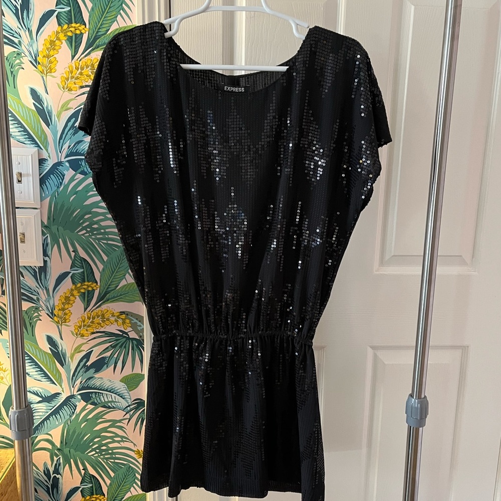 Express Black Sequin Tunic Dress- Size Medium